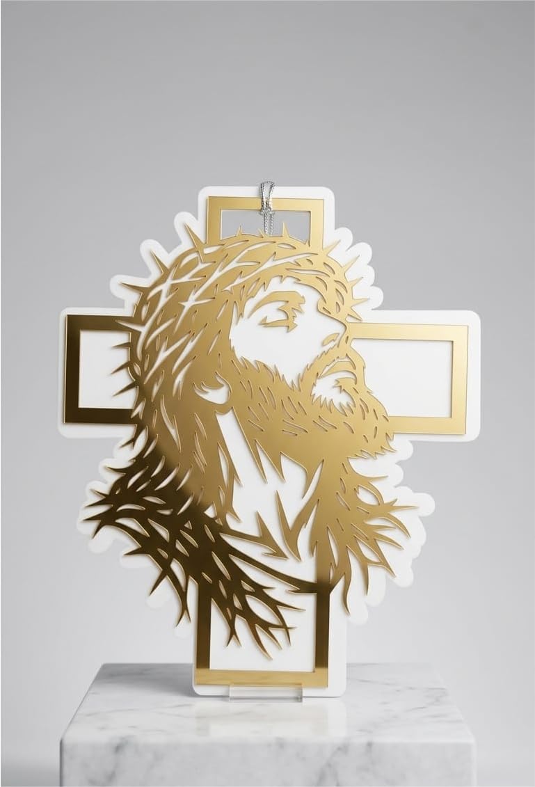 Acacia Decor Jesus Cross Wall Art, Laser Cut Religious Hanging